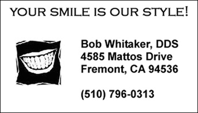 Bob Whitaker DDS Business Card